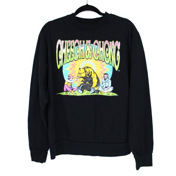 Cheech & Chong Psychedelic Men's Black Long Sleeve Sweatshirt Size Medium - Picture 1 of 4